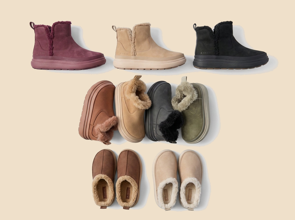 The full REEF Weekend collection of shearling-lined boots, clogs and mules grouped together